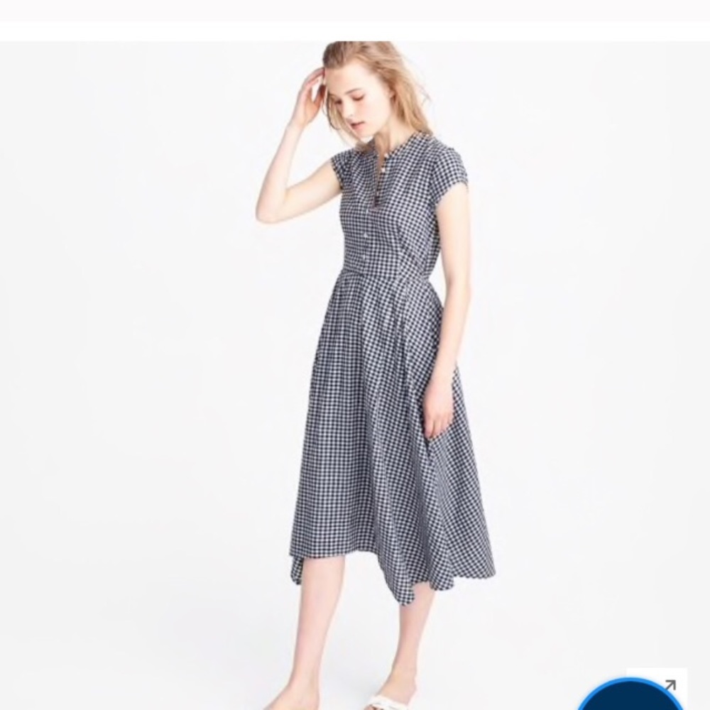J. Crew gingham short sleeve shirtdress midi
